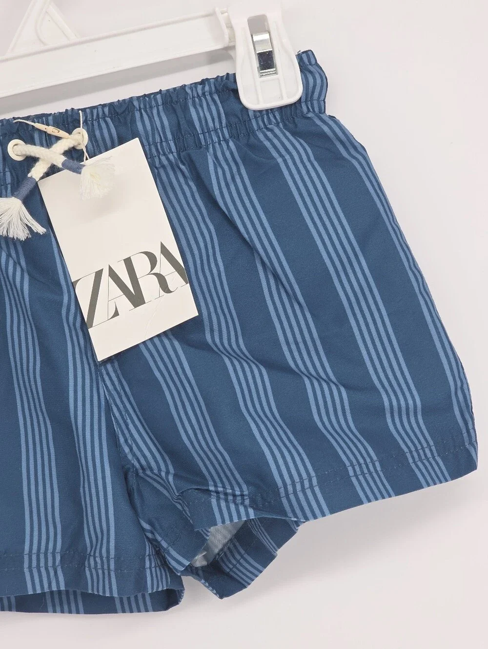 Boys Zara Swim Trunks Size 6 Years Blue Striped NWT